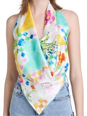 SIEDRES Multicolor Watercolor Halter Scarf Top